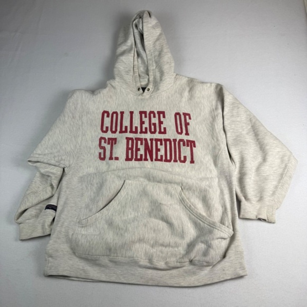 Jansport College of St Benedict Hoodie‎ Mens M Cross Grain Ash Grey Pullover